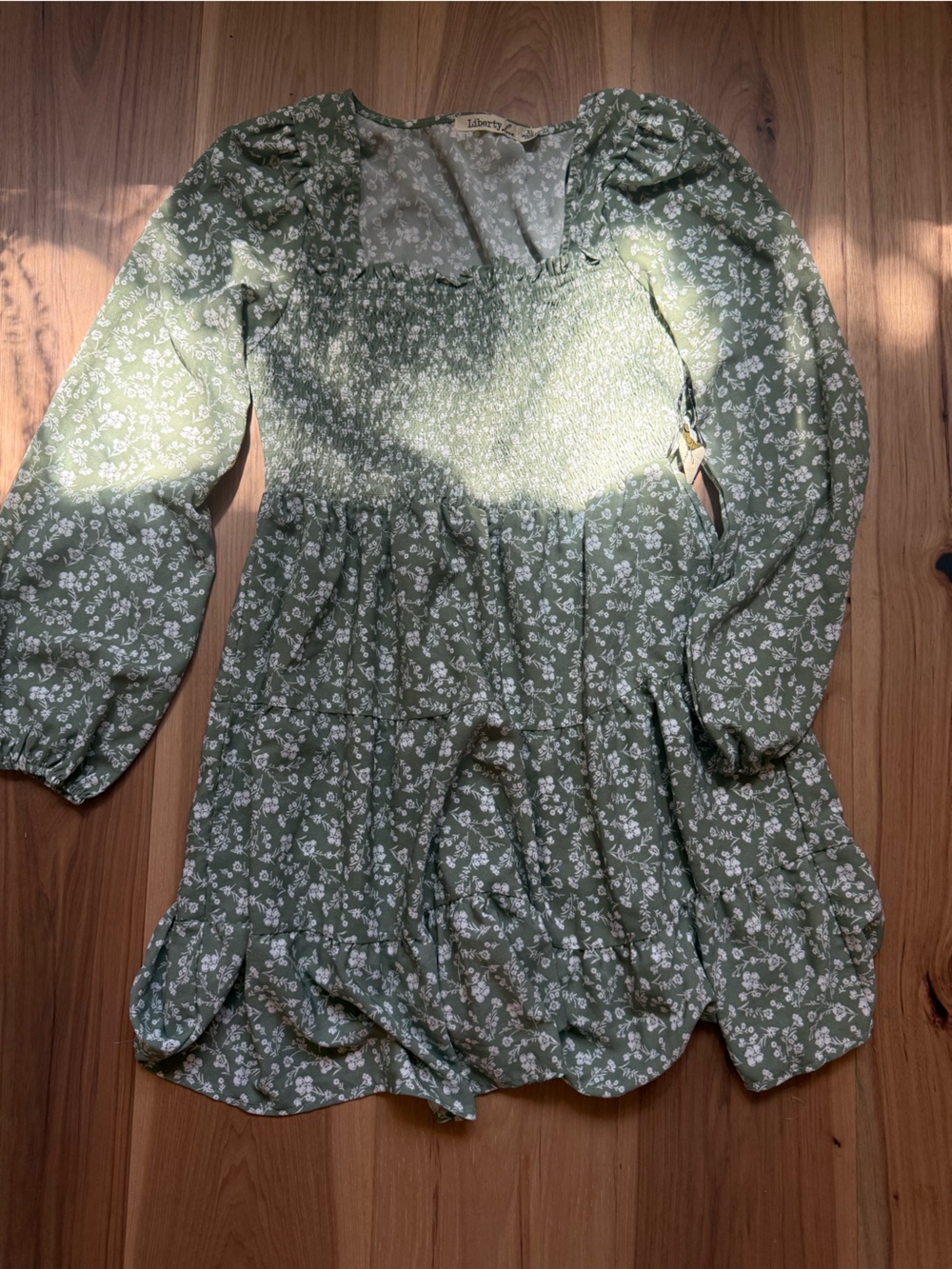 Liberty Love Olive Green Floral Long Sleeve Dress
